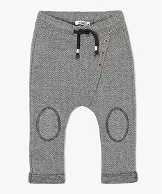 pantalon bebe garcon a taille elastique et motif chevrons grisA161101_1