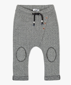 GEMO Pantalon bébé garçon à taille élastique et motif chevrons Gris