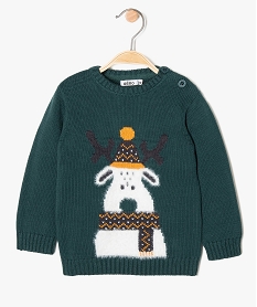 GEMO Pull bébé garçon avec grand motif tout doux Vert
