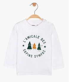 GEMO Tee-shirt bébé garçon manches longues imprimé Noël blanc standard