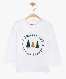 tee-shirt bebe garcon manches longues imprime noel blancA161901_1