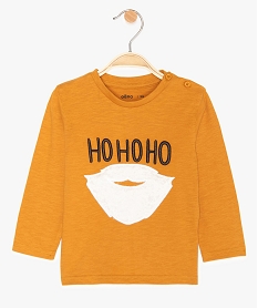 GEMO Tee-shirt bébé garçon manches longues imprimé Noël jaune standard