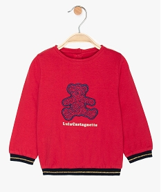 GEMO Tee-shirt bébé fille coupe sweat avec détails dorés – Lulu Castagnette Rouge