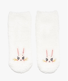 GEMO Chaussettes fille en maille peluche avec motif chat Beige