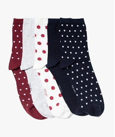 GEMO Chaussettes femme à motifs pois (lot de 5) Bleu