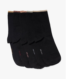 GEMO Chaussettes femme avec haut de la tige pailleté (lot de 5) Noir