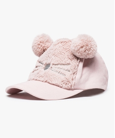 GEMO Casquette fille avec oreilles en relief et matière duveteuse Rose