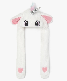 GEMO Bonnet fille en forme de licorne avec oreilles animées Blanc