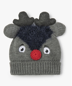 GEMO Bonnet de Noël garçon avec oreilles et cornes Gris