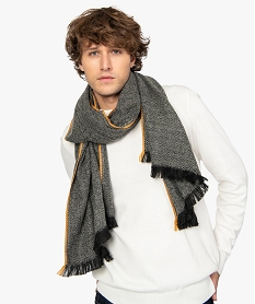 echarpe homme oversize a chevrons et franges grisA169701_1