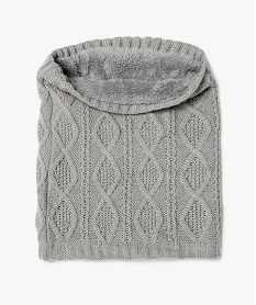 GEMO Echarpe snood homme en maille torsadée avec doublure peluche Gris