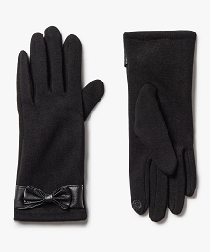 gants femme tactiles et chauds avec nœud noirA171401_1