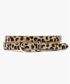 GEMO Ceinture femme façon poil de poulain à motif léopard Beige