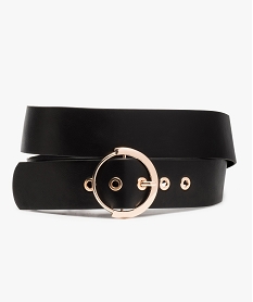 GEMO Ceinture femme large à boucle et œillets en métal Noir