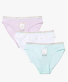 GEMO Culottes fille en coton stretch avec motifs pailletés (lot de 3) Multicolore