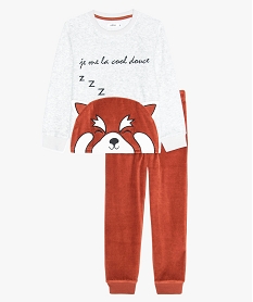 GEMO Pyjama garçon en velours à motif panda roux Gris