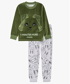 GEMO Pyjama garçon en velours à motif lapin en relief Vert