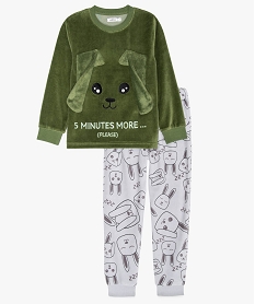 GEMO Pyjama garçon en velours à motif lapin en relief Vert