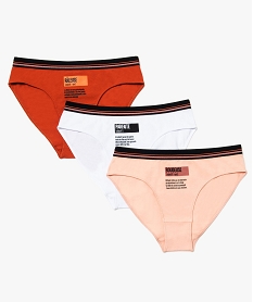 GEMO Culottes fille avec message fun sur lavant (lot de 3) Multicolore