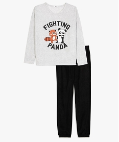 GEMO Pyjama enfant en maille polaire avec motif panda Gris
