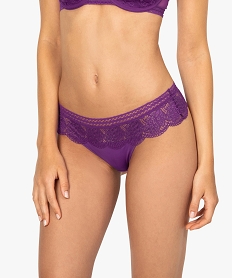 GEMO String en dentelle et microfibre Violet