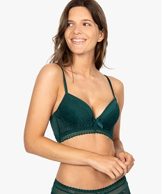 GEMO Soutien-gorge push up à bonnets coqués en dentelle macramé Vert