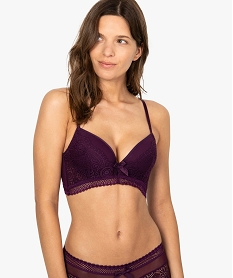 soutien-gorge push up a bonnets coques en dentelle macrame violetA180801_1