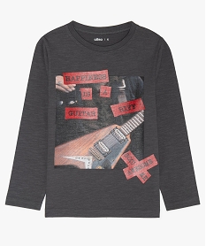 GEMO Tee-shirt garçon à manches longues avec motif guitare Gris