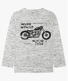 GEMO Tee-shirt garçon chiné imprimé moto et clous décoratifs Gris