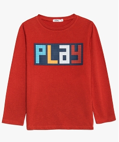 GEMO Tee-shirt garçon à manches longues à motif coloré rouge standard