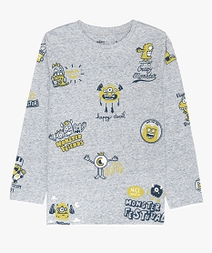 GEMO Tee-shirt garçon à manches longues à motif coloré bleu chine