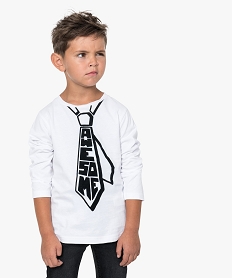 GEMO Tee-shirt garçon avec cravate imprimée Blanc