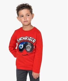 GEMO Tee-shirt garçon à image lenticulaire snowboard Rouge