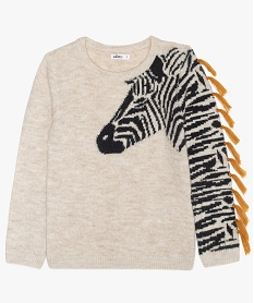 pull fille a motif zebre asymetrique beigeA188701_1