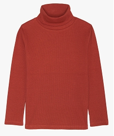 GEMO Tee-shirt fille à manches longues et col roulé marron standard