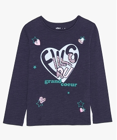 GEMO Tee-shirt fille à manches longues avec motif girly vert chine