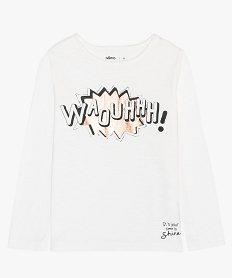 GEMO Tee-shirt fille à manches longues avec motif girly beige standard