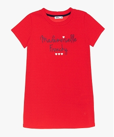 GEMO Robe fille forme tee-shirt à détails pailletés Rouge