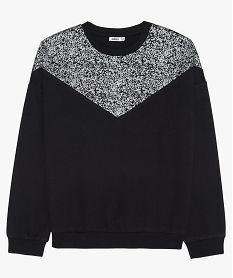 GEMO Sweat fille avec empiècement brillant en forme de V noir standard