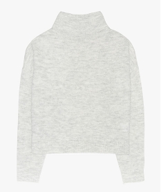 GEMO Pull fille coupe large et courte à col montant Gris