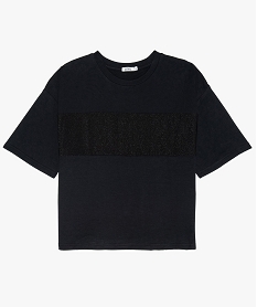 tee-shirt fille coupe large et courte avec bande pailletee noir tee-shirtsA193701_1