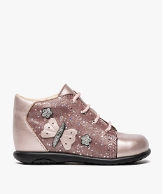 GEMO Chaussures premiers pas fille avec strass et papillons Rose