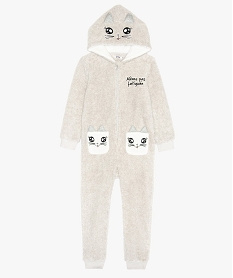 GEMO Combinaison fille à capuche avec détails en relief Gris
