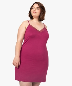GEMO Nuisette femme grande taille à bretelles et col V dentelle rouge vif