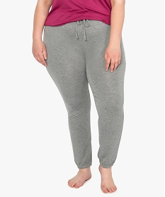 GEMO Bas de pyjama femme grande taille fluide avec chevilles élastiquées Gris