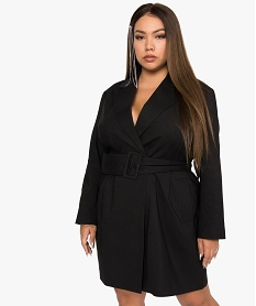 GEMO Robe femme forme blazer ceinturée - Gémo x Lalaa Misaki Noir