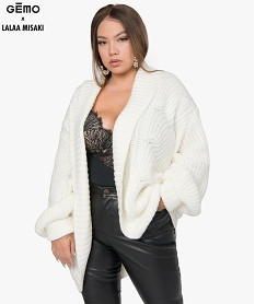 GEMO Gilet femme en grosse maille - Gémo x Lalaa Misaki Beige