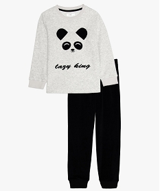 GEMO Pyjama garçon en velours avec motif panda Gris