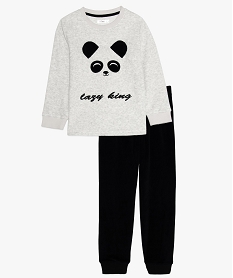 GEMO Pyjama garçon en velours avec motif panda gris standard