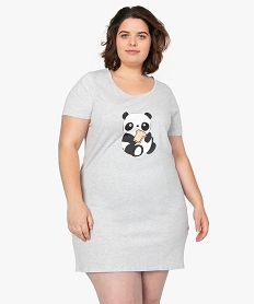 GEMO Chemise de nuit à manches courtes avec motifs femme grande taille Gris